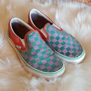 vans teal checkered shoes